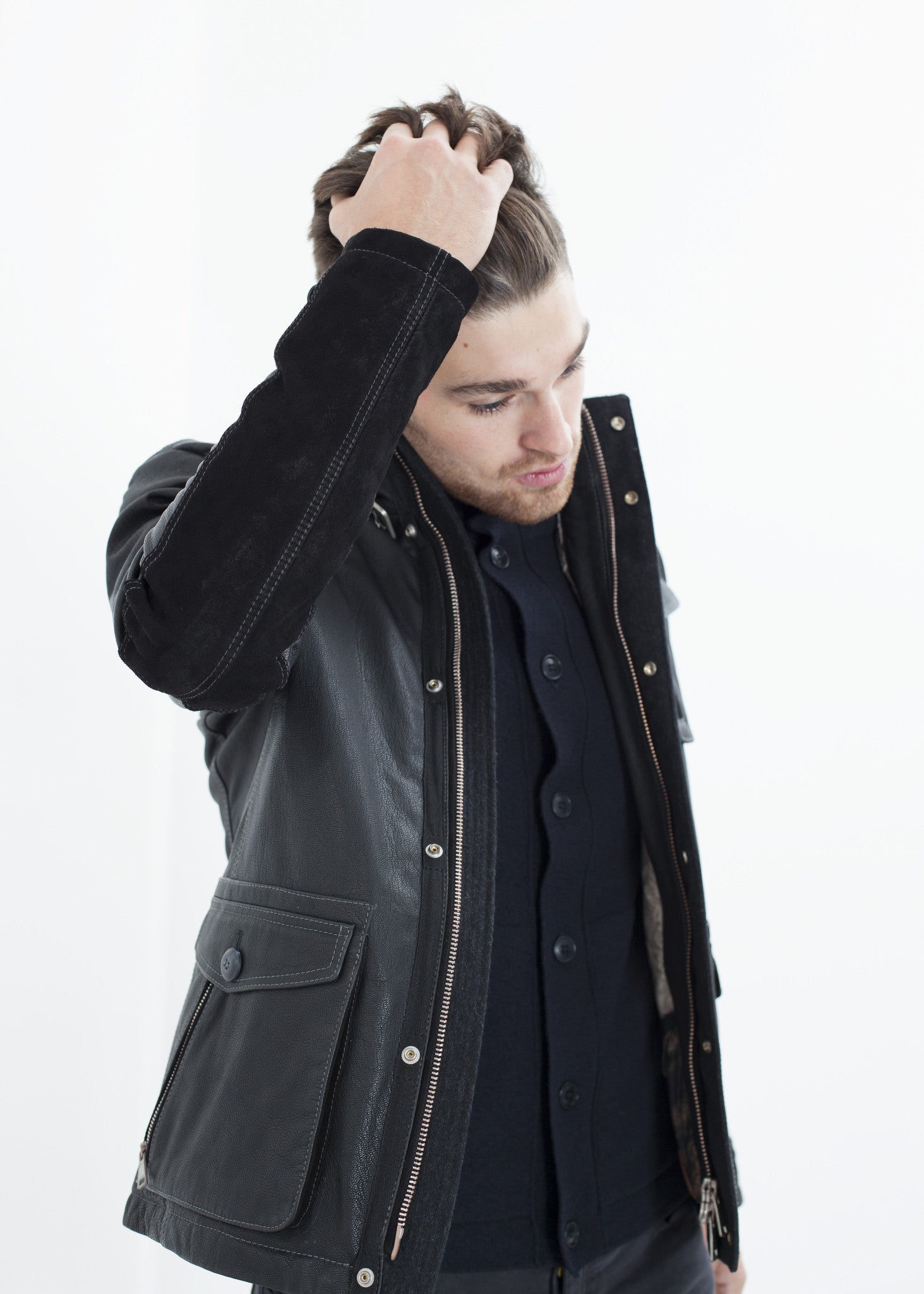 سترة برينس الجلدية الميدانية باللون النيزكي