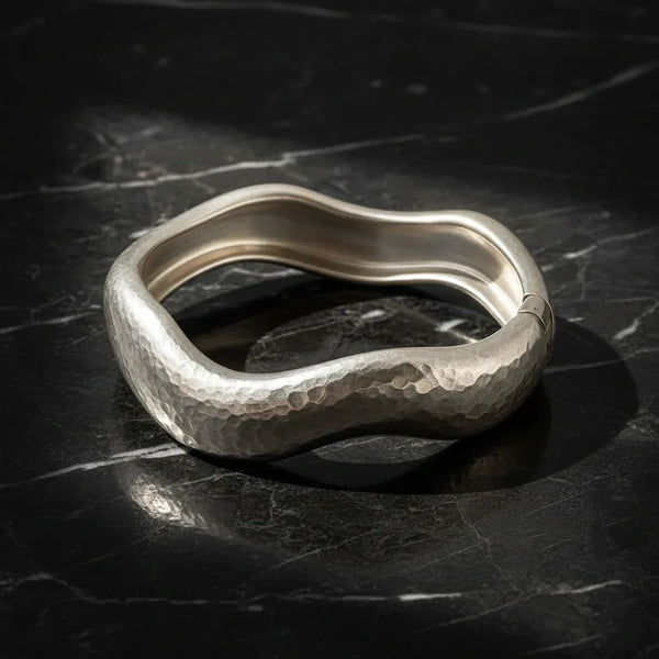 Elegant Curved Plated Metal Bracelet - MARHABA