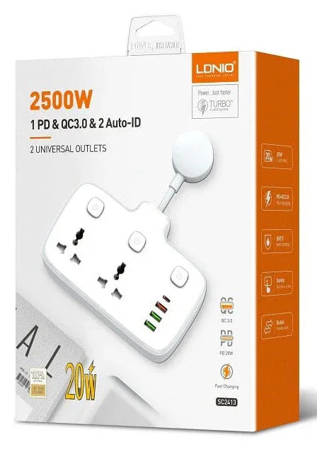 2 AC Outlets Portable Electrical Extension Socket SC2413 - MARHABA