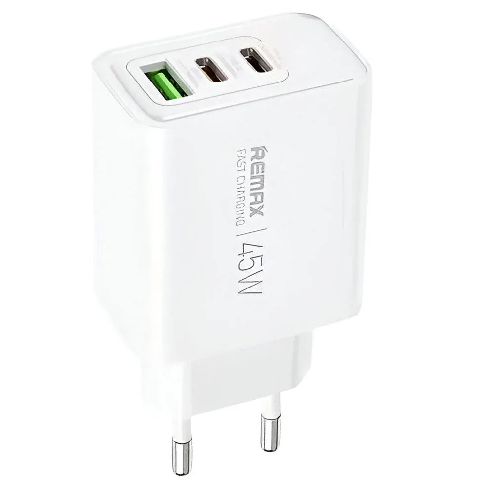 Remax RP-U139 Wall Charger 2x Type-C + USB 3A 45W Fast Charging - Whit ...